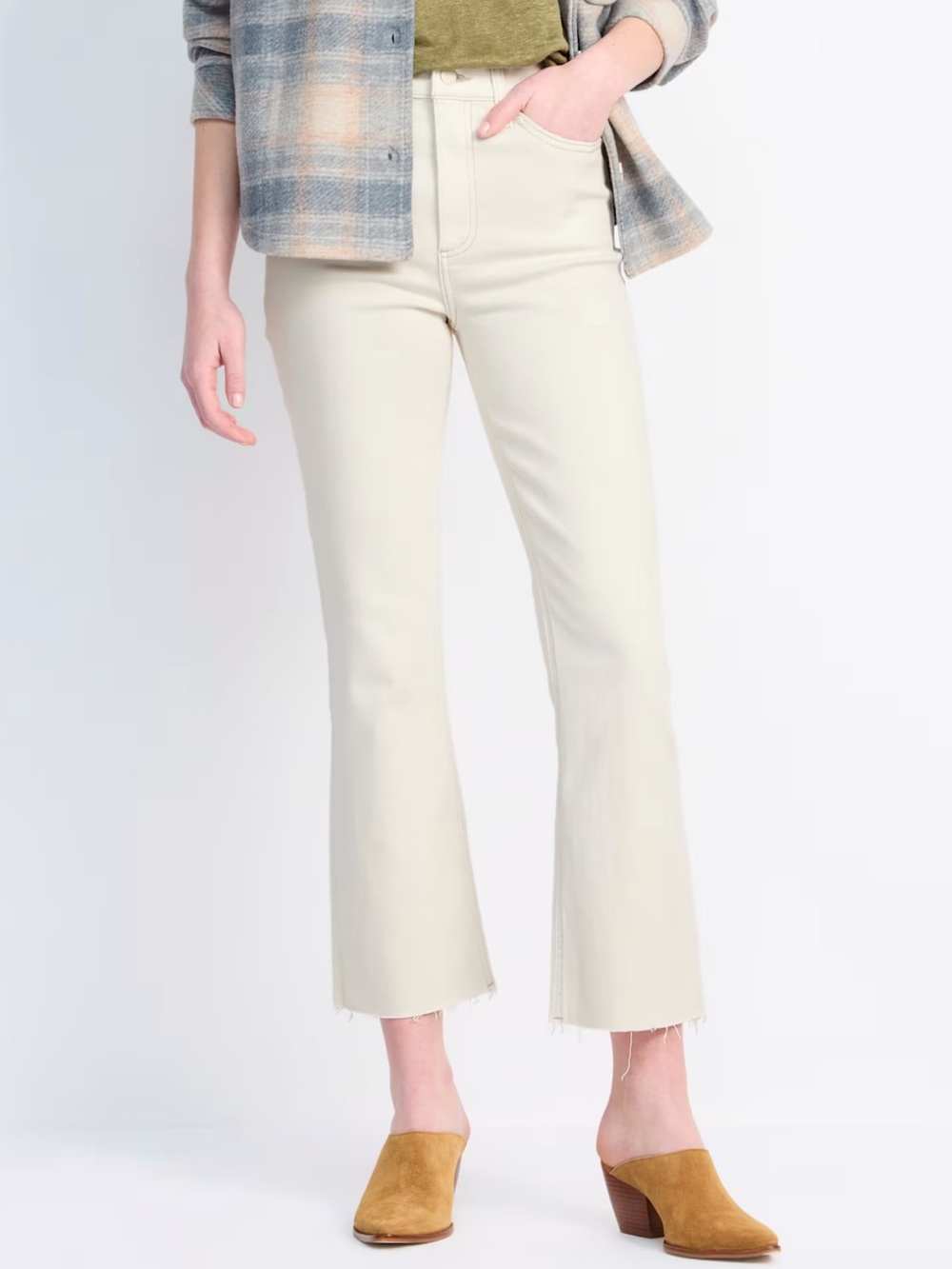 Pistola Lennon High Rise Crop Boot Denim in Sand Stone Size 27 NWT